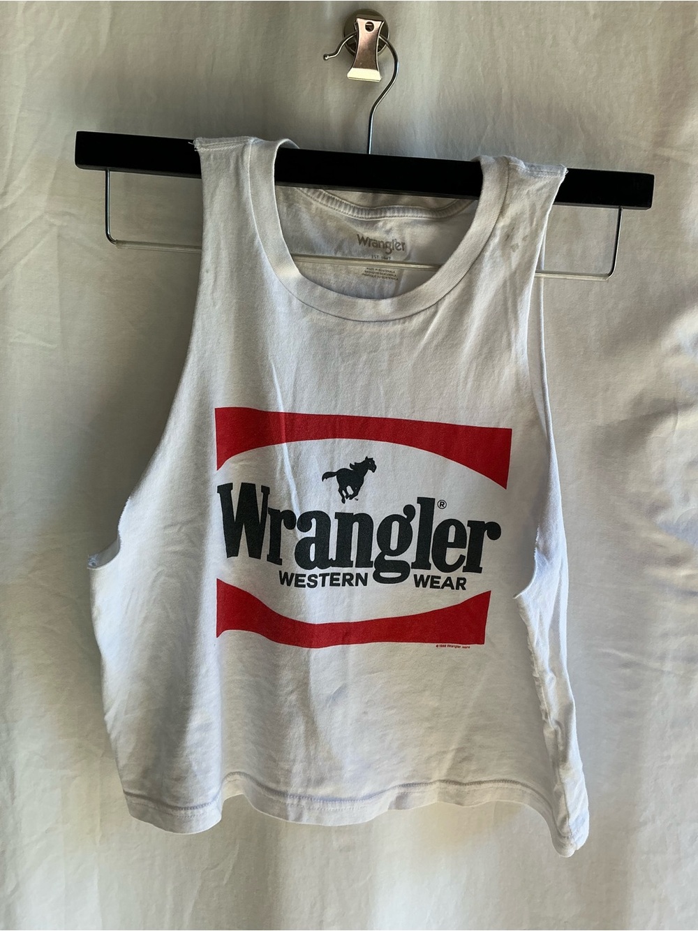 Wrangler White Tank Top with Red and Black Logo